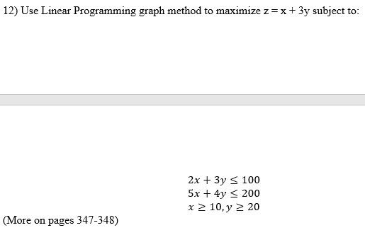 Solved 12) Use Linear Programming graph method to maximize | Chegg.com
