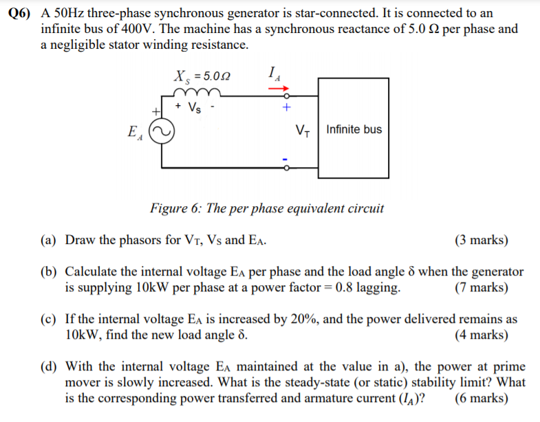 Solved Q6) A 50Hz three-phase synchronous generator is | Chegg.com