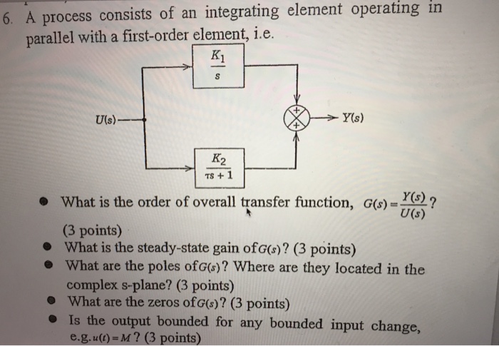 Solved in 6. A process consists of an integrating element | Chegg.com