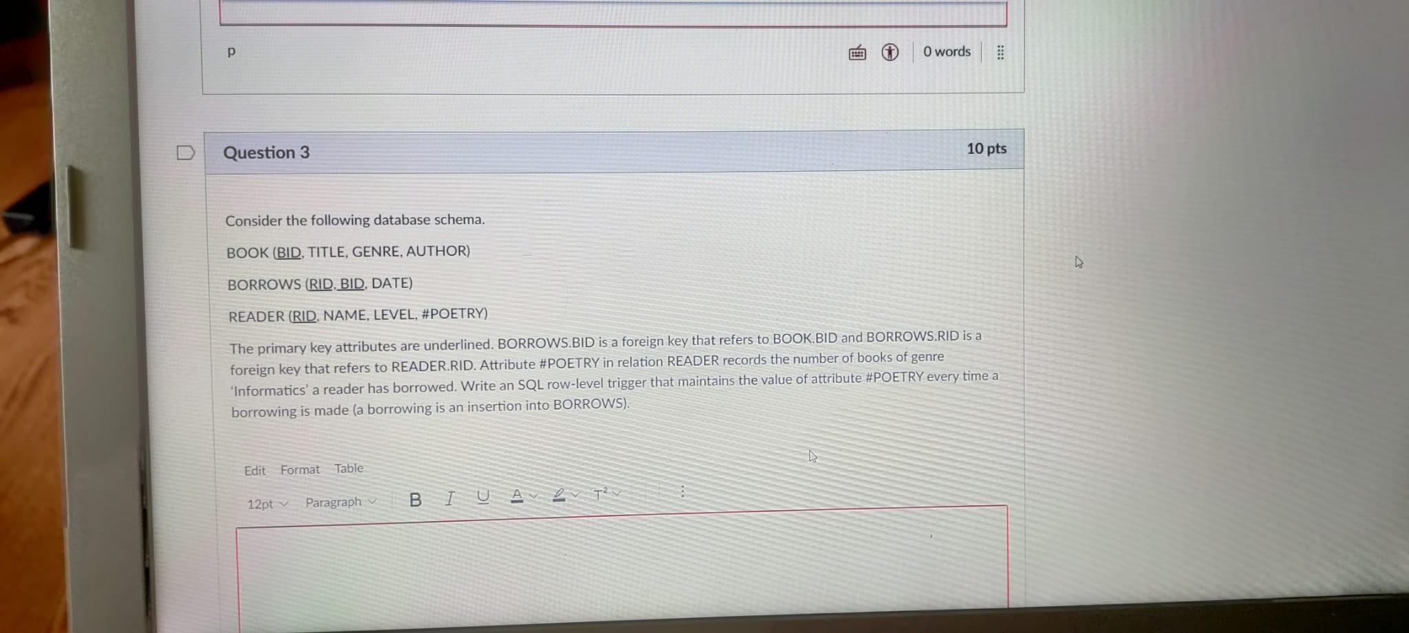 Solved Question 1 48 pts Consider the following database | Chegg.com