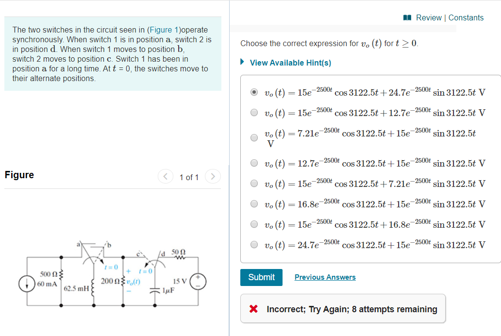 Solved Review Constants Choose the correct expression for v. | Chegg.com