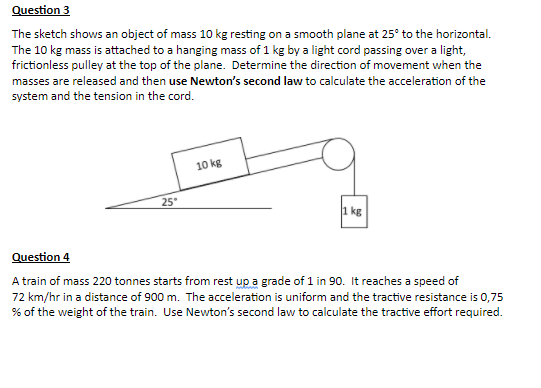 Solved Question 3 The sketch shows an object of mass 10 kg | Chegg.com