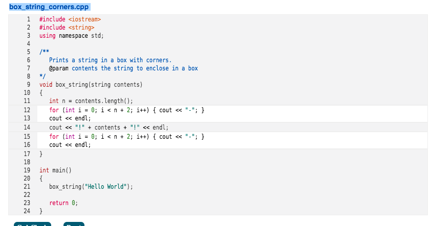 Solved Modify the box_string function so that it prints a + | Chegg.com