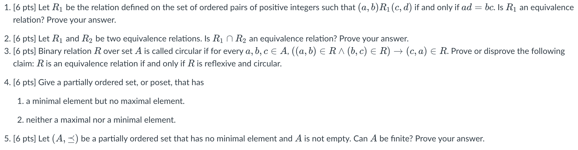 Solved 1. [6 Pts] Let R1 Be The Relation Defined On The Set | Chegg.com