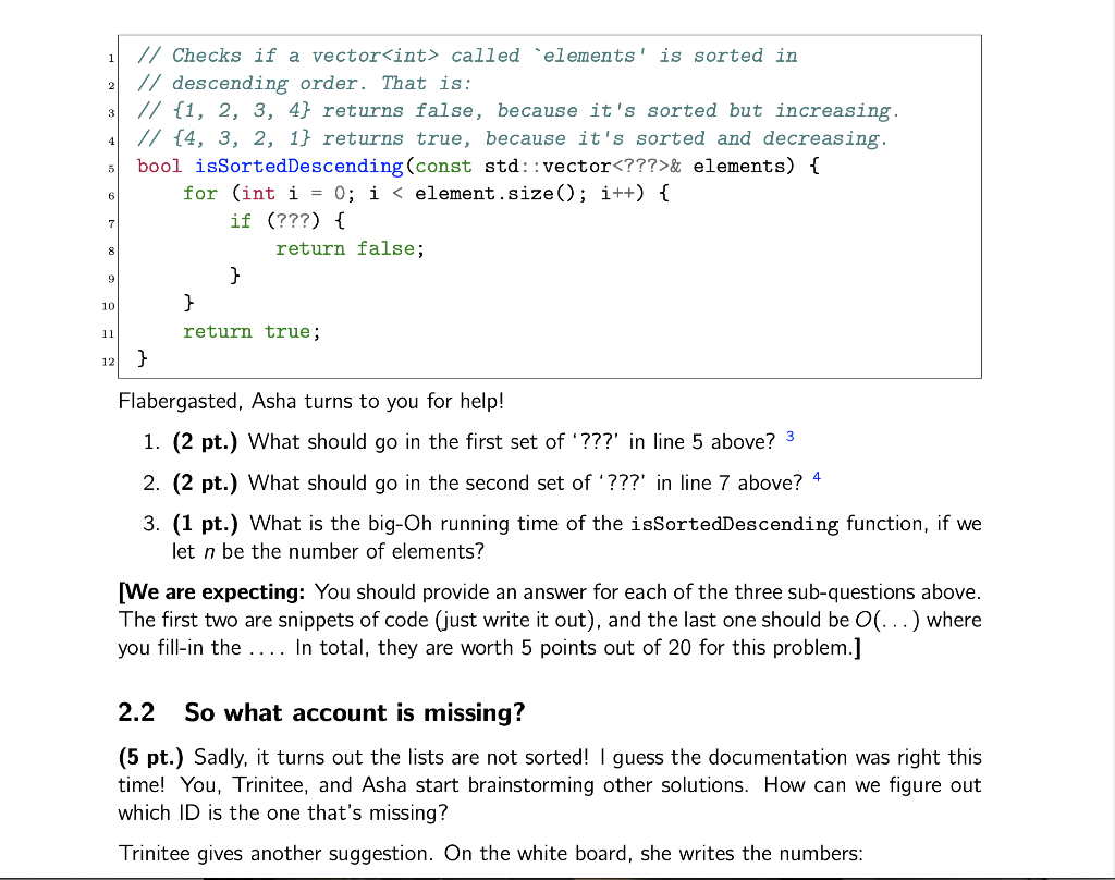 Solved 2 Interview Practice: Who's Missing! (20 pt.) | Chegg.com