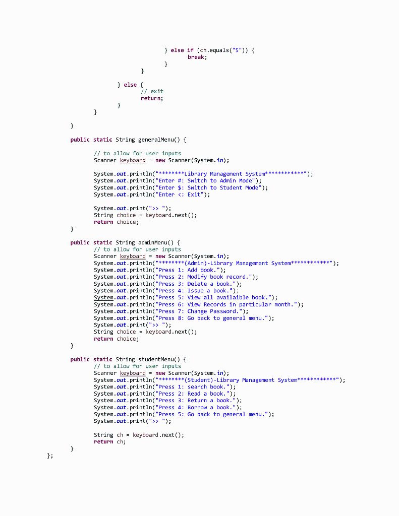 Solved Modify The Code: 1.Add Teachers Menu as like Student | Chegg.com