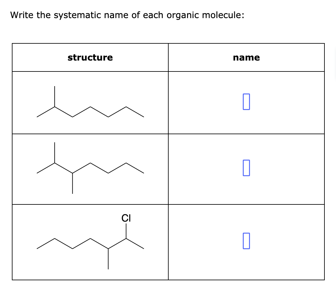 Solved Write the systematic name of each organic molecule: | Chegg.com