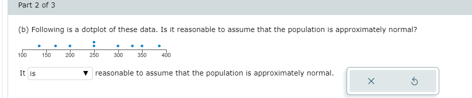 Solved Part 2 of 3 (b) Following is a dotplot of these data. | Chegg.com