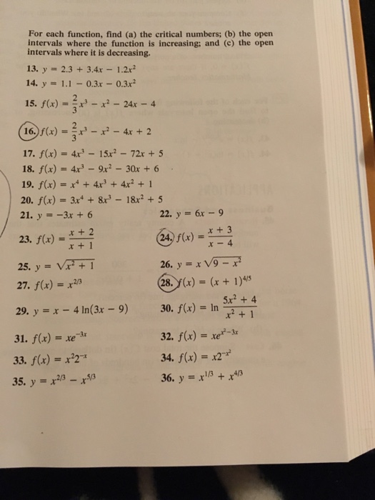 Solved For Each Function, Find (a) The Critical Numbers; (b) | Chegg.com