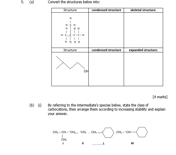 Solved 5. (a) Convert the structures below into: Structure | Chegg.com
