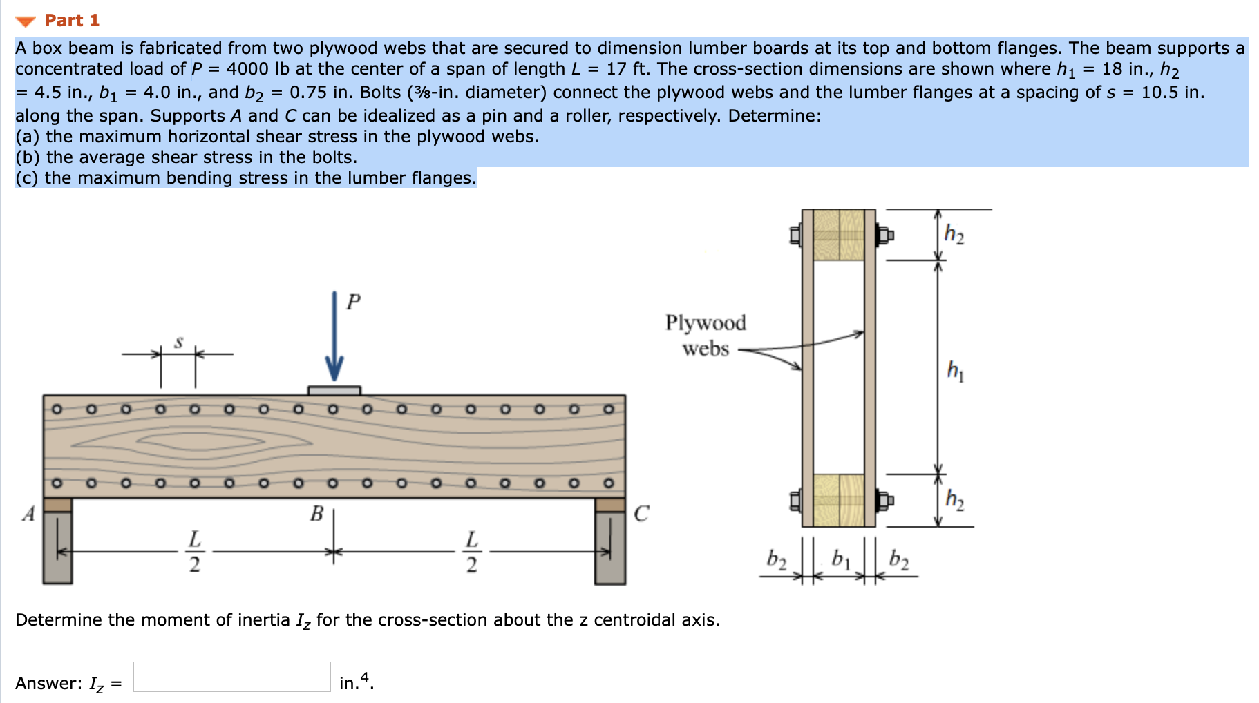 Solved A box beam is fabricated from two plywood webs that