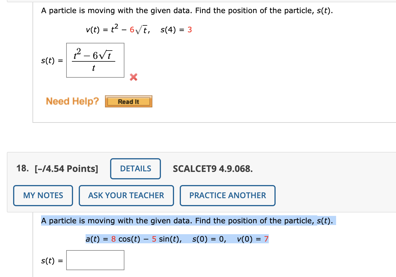 Solved A Particle Is Moving With The Given Data Find The