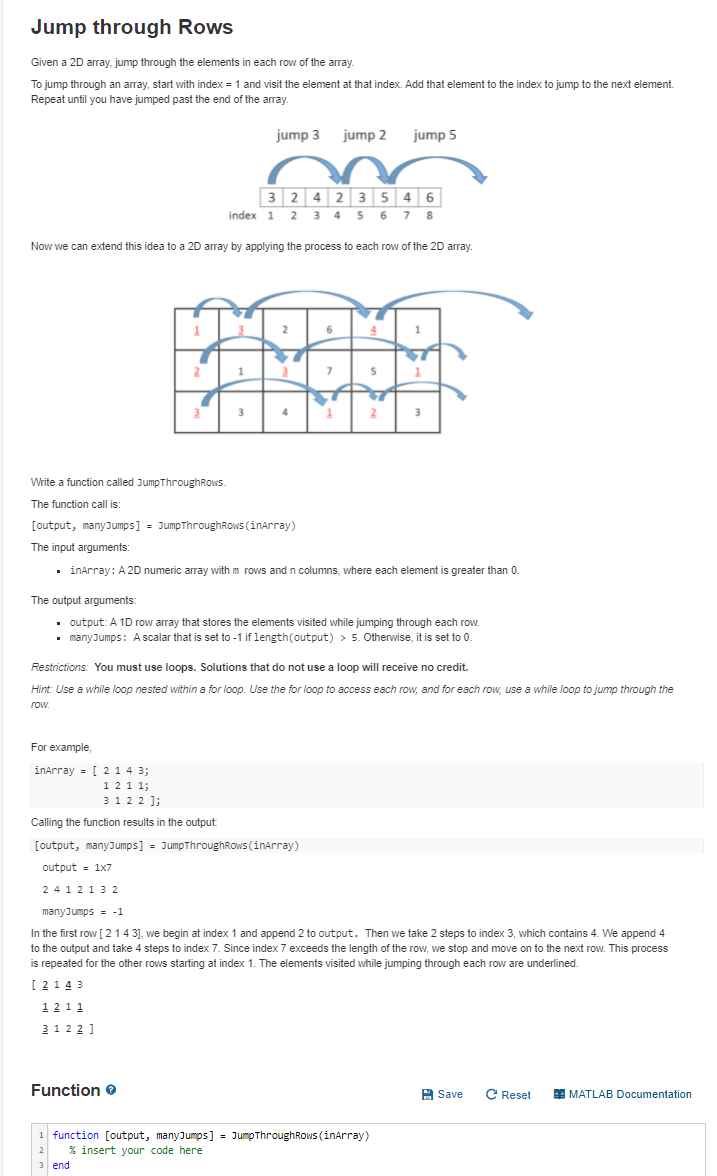 Solved Jump through Rows Given a 2D array jump through the