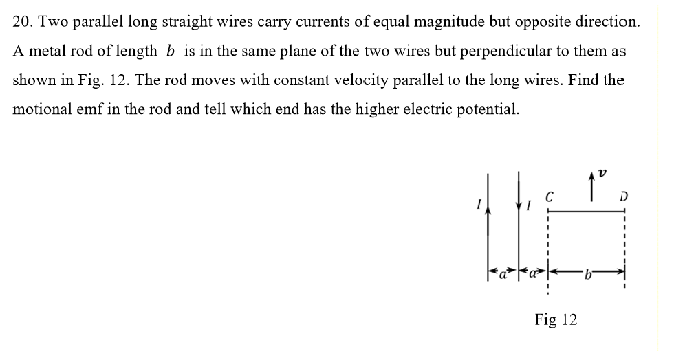 Solved 20. Two parallel long straight wires carry currents | Chegg.com