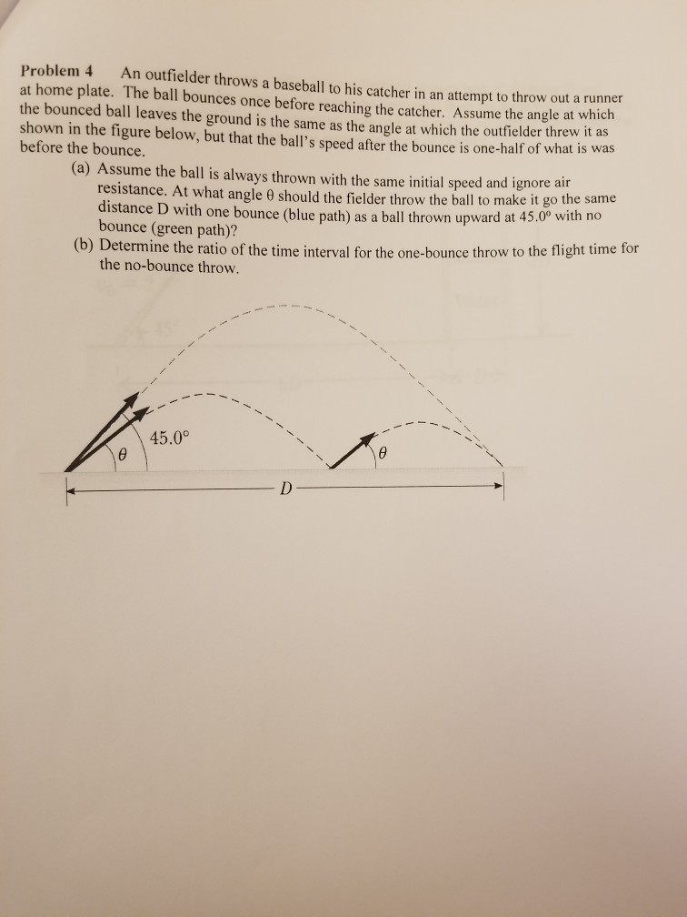 Solved Problem 4 An outfielder throws a baseball to his