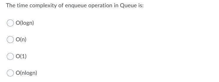 Solved In Java The time complexity of enqueue operation in | Chegg.com