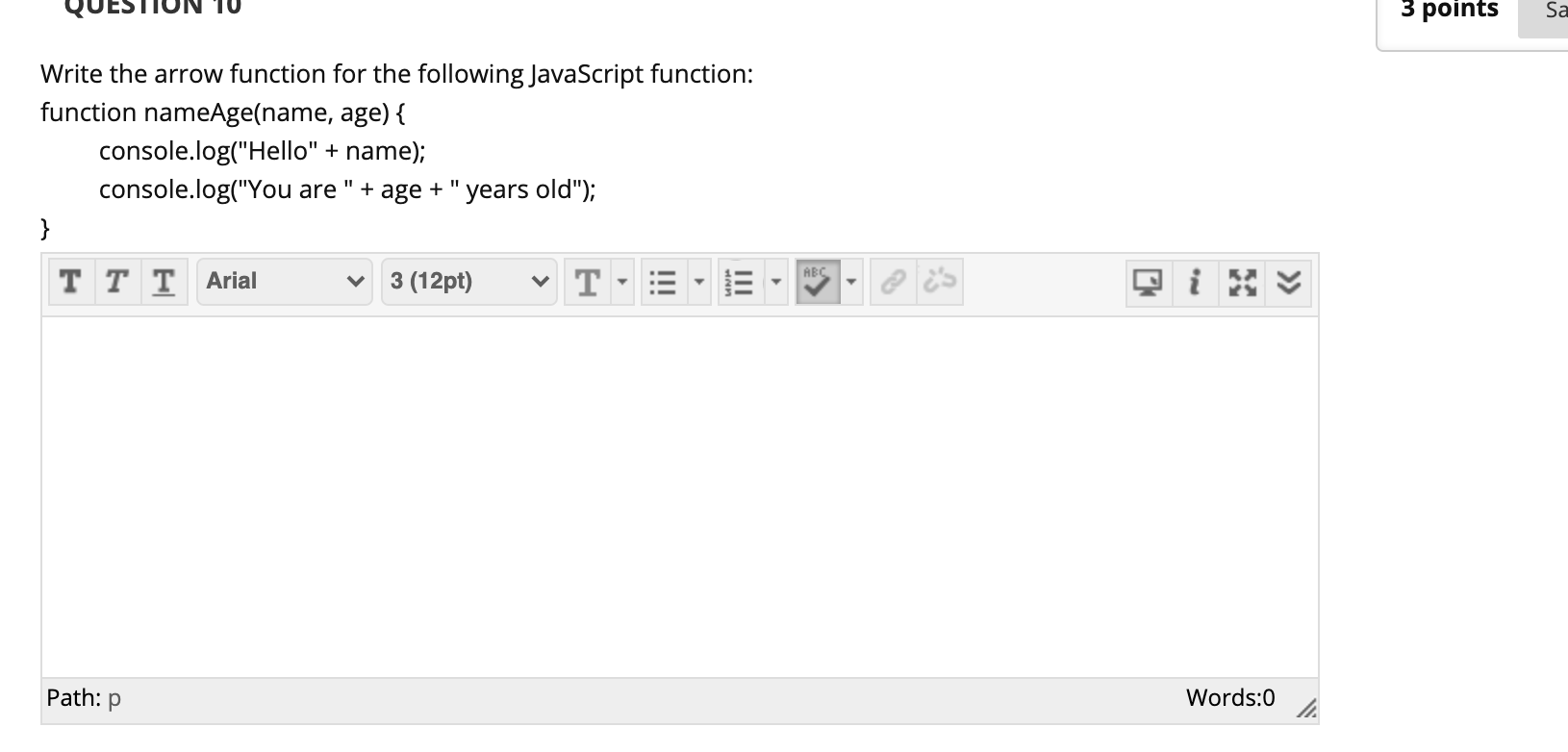 Solved 3 points Sa Write the arrow function for the | Chegg.com