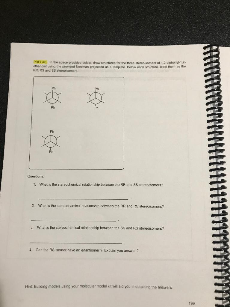 Solved PRELAB In the space provided below. draw structures | Chegg.com