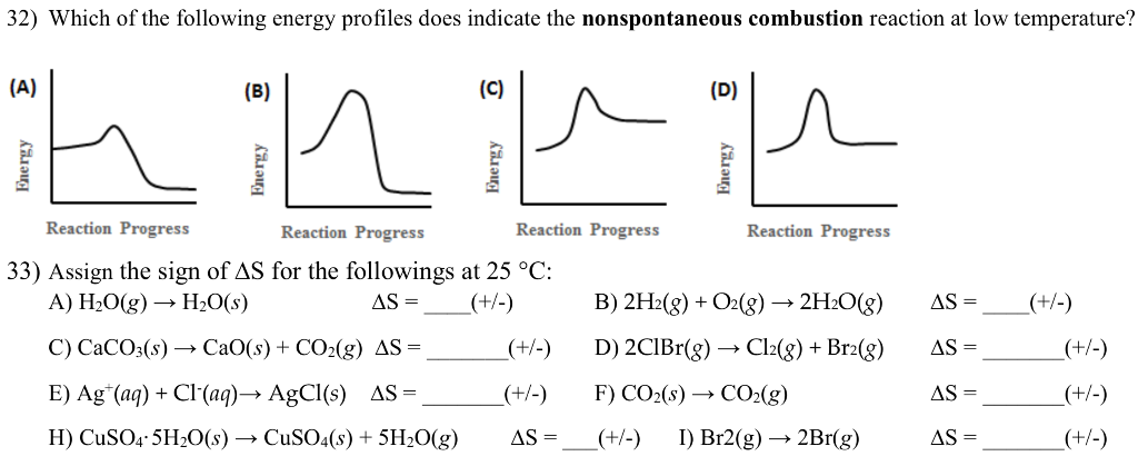 Solved 32) Which of the following energy profiles does | Chegg.com