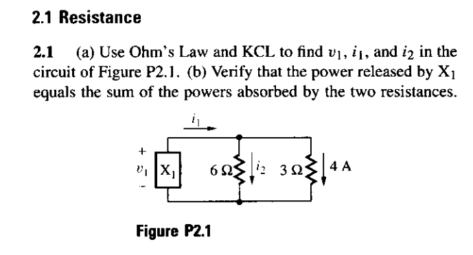 Solved 2 1 A Use Ohm S Law And Kcl To Find V1 I1 And I2