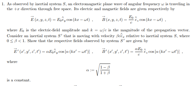 Solved 1. As observed by inertial system S, an | Chegg.com