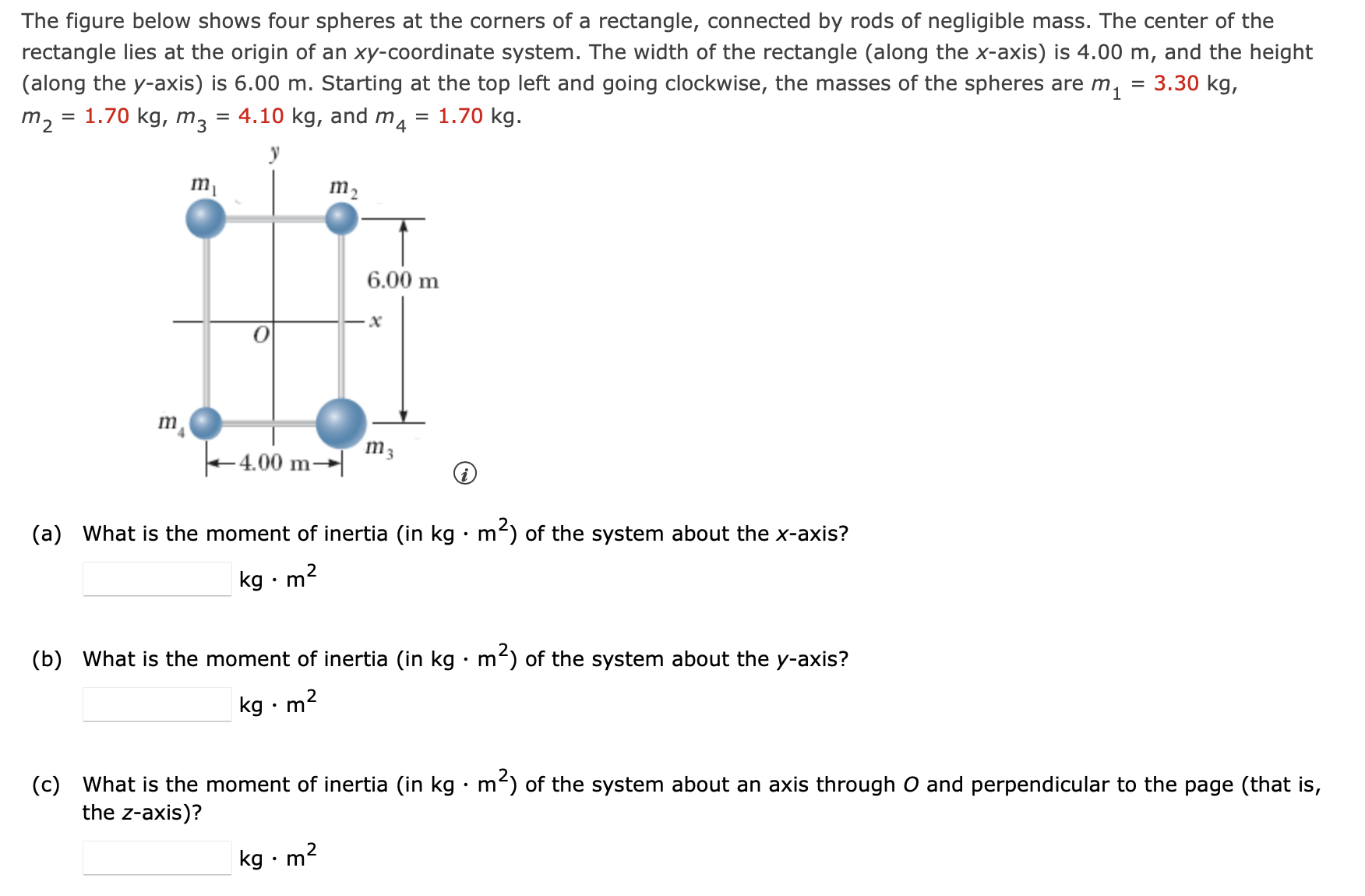 Solved The figure below shows four spheres at the corners of | Chegg.com