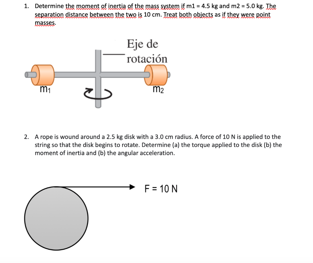 Solved 1. Determine the moment of inertia of the mass system | Chegg.com