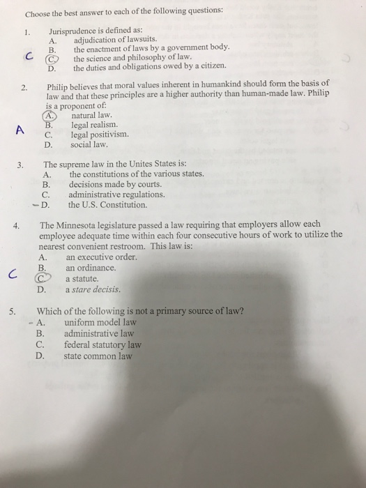 Solved Choose the best answer to each of the following