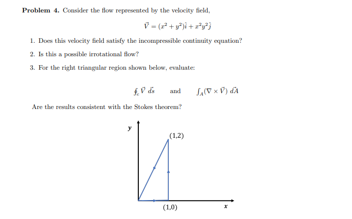 Solved Problem 4. Consider the flow represented by the | Chegg.com