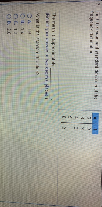 Solved 7. Find the mean and standard deviation of the | Chegg.com