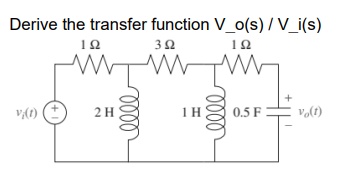 Solved Derive the transfer function V−O(s)/V_i(s) | Chegg.com