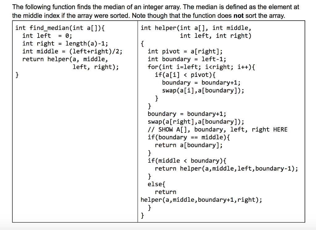 median index of array