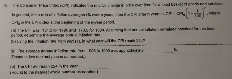 Solved 13. The Consumer Price Index (CPl) Ndicates The | Chegg.com