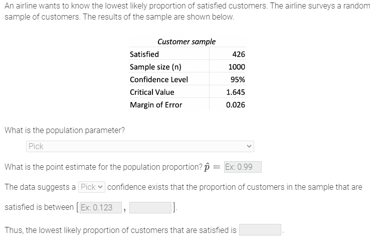 Solved An airline wants to know the lowest likely proportion | Chegg.com