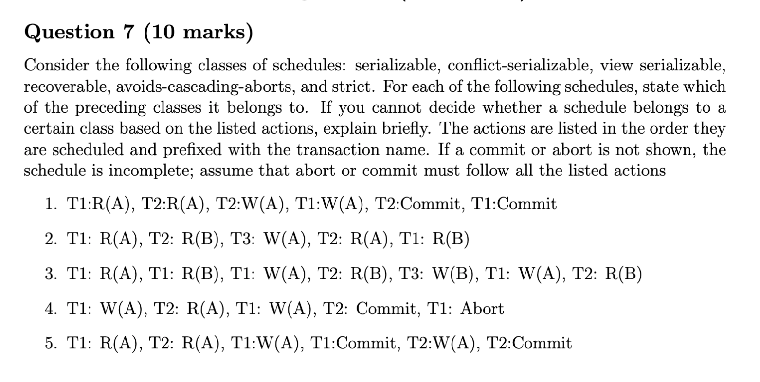 Solved Question 7 (10 Marks) Consider The Following Classes | Chegg.com