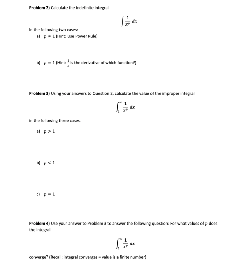 Solved Problem 2) Calculate the indefinite integral Set de | Chegg.com