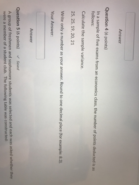 Solved Answer Question 4 (6 points) In a sample of five | Chegg.com