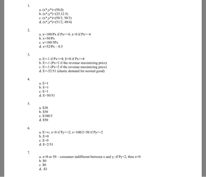 Solved 1. Consider the following Utility Functions below: | Chegg.com