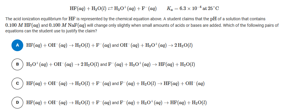 Solved Hf Aq H2o L 2 H3o Aq F Aq K 6 3 X 10 Chegg Com