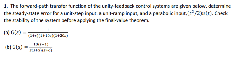 Solved 1. The Forward-path Transfer Function Of The | Chegg.com