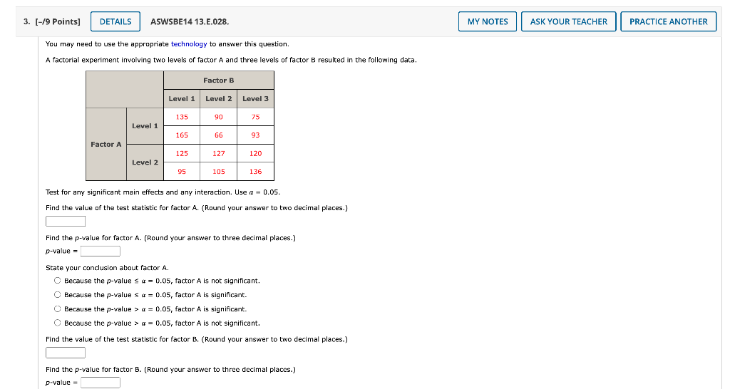 Solved 3. (-/9 Points] DETAILS ASWSBE14 13.E.028. MY NOTES | Chegg.com