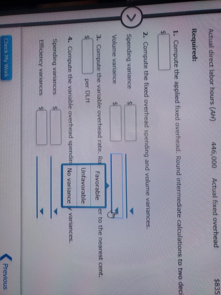 Solved Overhead Application, Fixed and Variable Overhead
