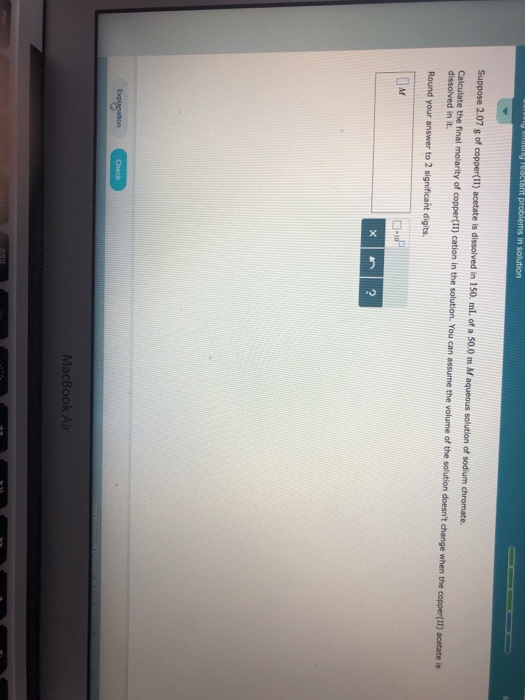 Solved in Suppose 2.07 g of copper(II) acetate is dissolved