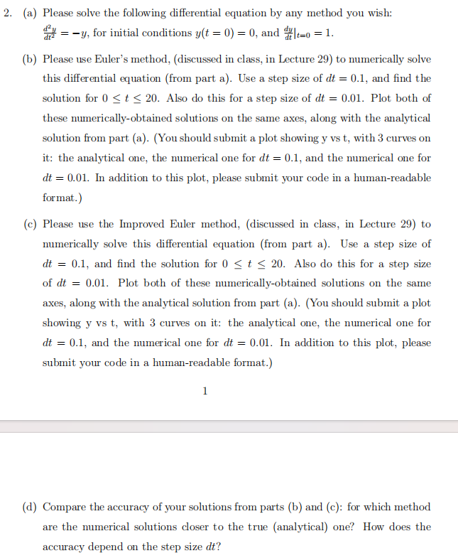 Solved (a) ﻿Please solve the following differential equation | Chegg.com