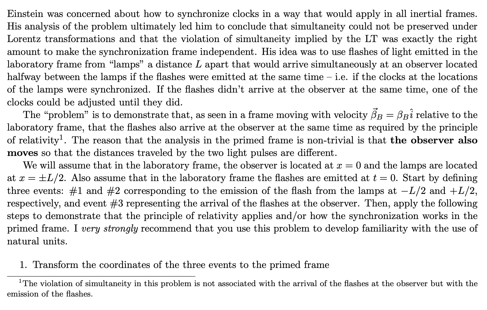 Solved a Einstein was concerned about how to synchronize | Chegg.com
