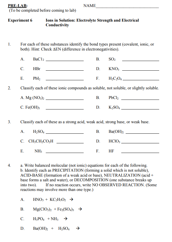 Solved PRE-LAB: NAME (To be completed before coming to lab) | Chegg.com