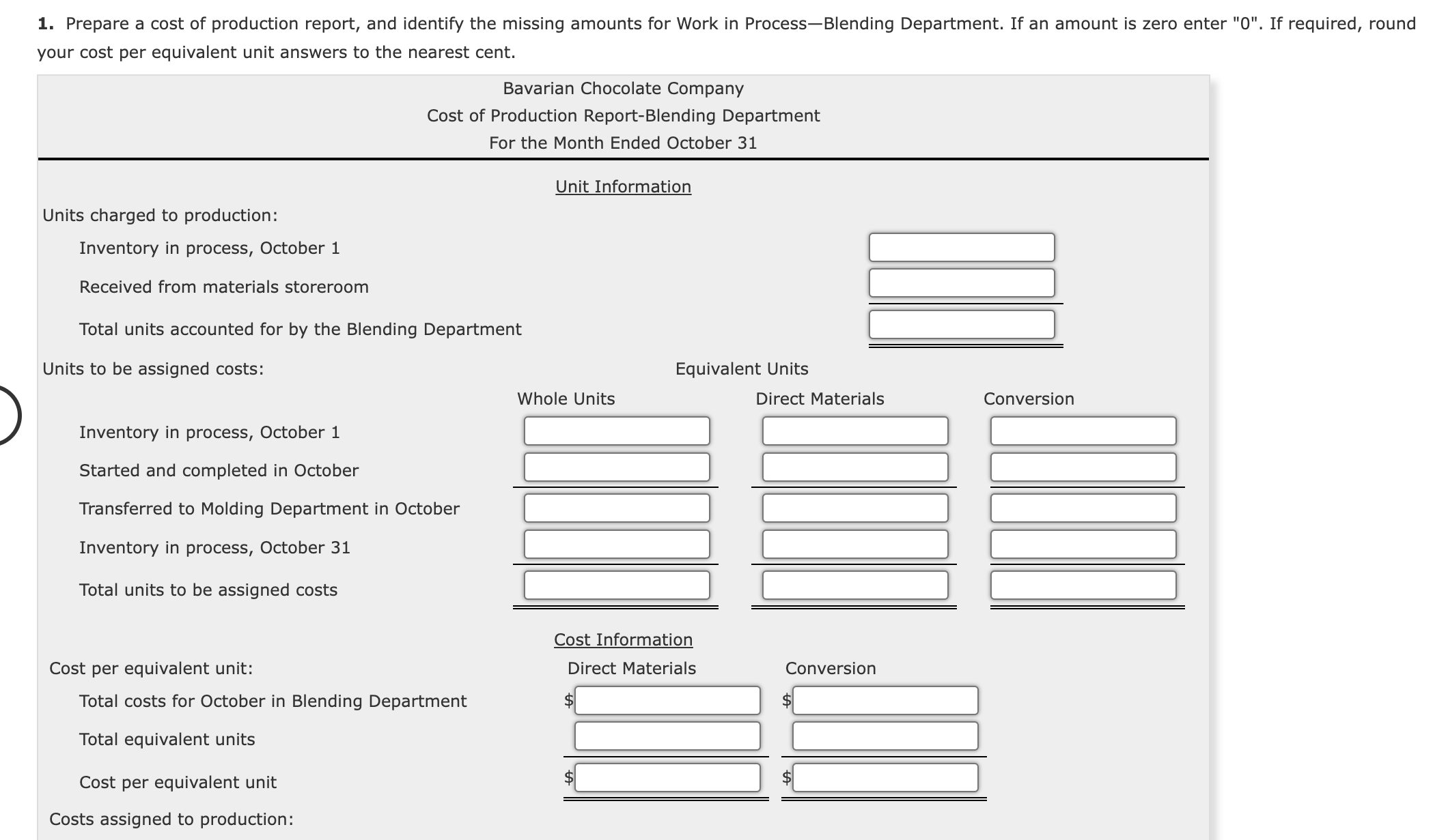 Solved Prepare A Cost Of Production Report And Identify 6308