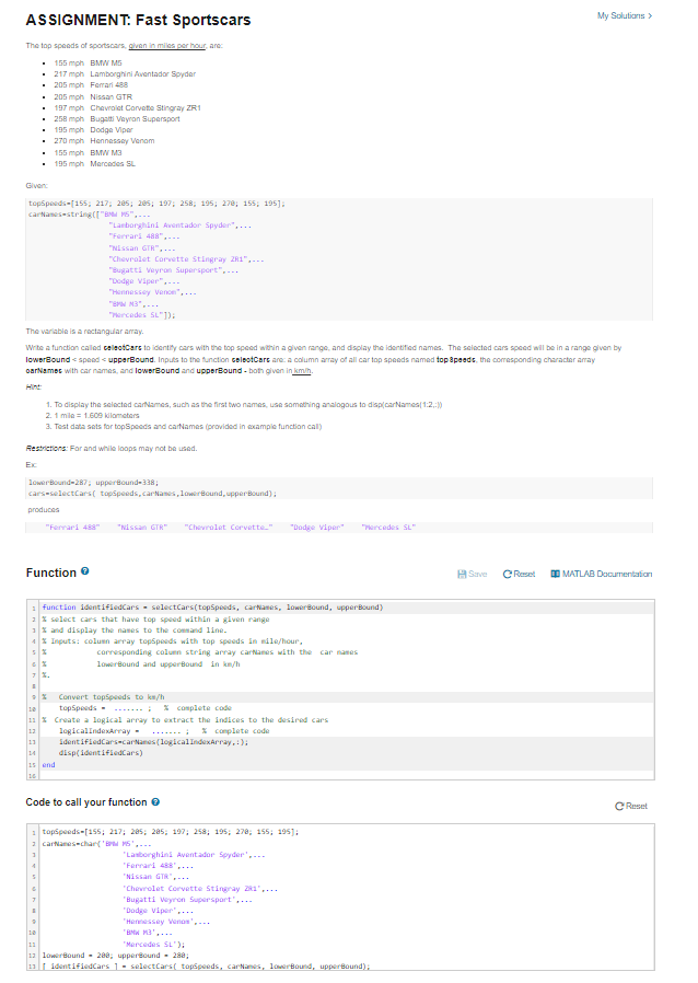 Solved My Solutions ASSIGNMENT: Fast Sportscars The top | Chegg.com