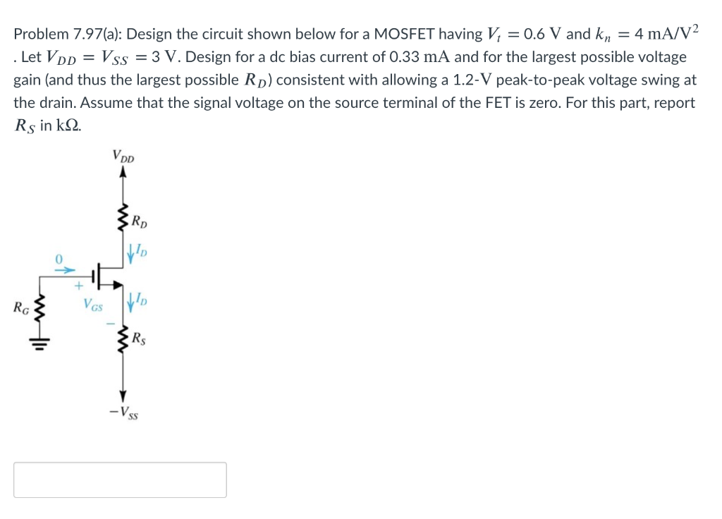 Solved Problem 7.97(a): Design the circuit shown below for a | Chegg.com