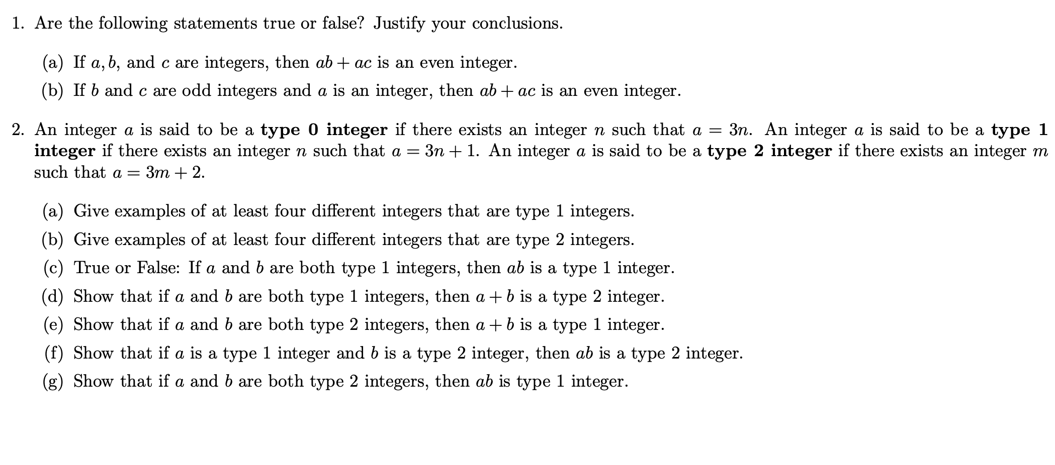 Solved 1. Are The Following Statements True Or False? | Chegg.com